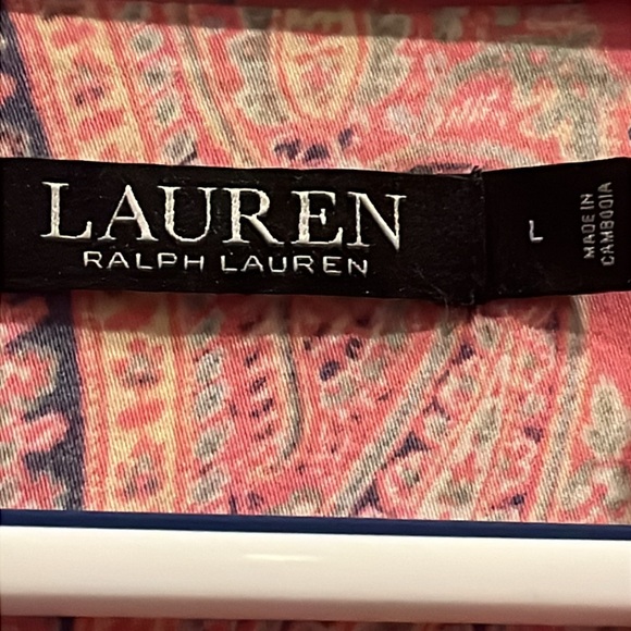 Lauren Ralph Lauren Women’s Pink Paisley Cotton Blend Sleep Shirt Size Large - Picture 3 of 9